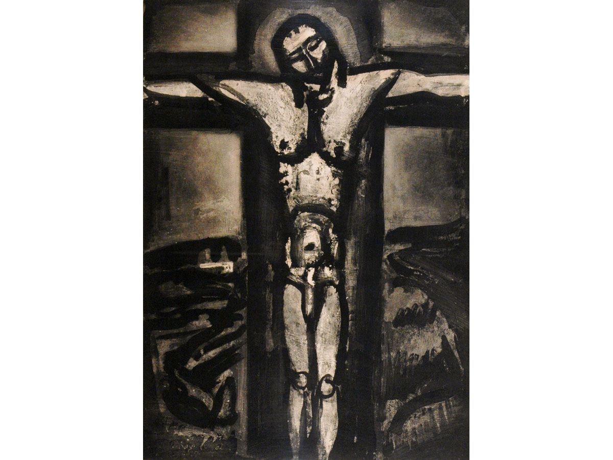 ジョルジュ・ルオー「ミセレーレXX 見捨てられた十字架のイエスの下で」1926 銅版画　ED. 450, 57.7 x 41.5 cm