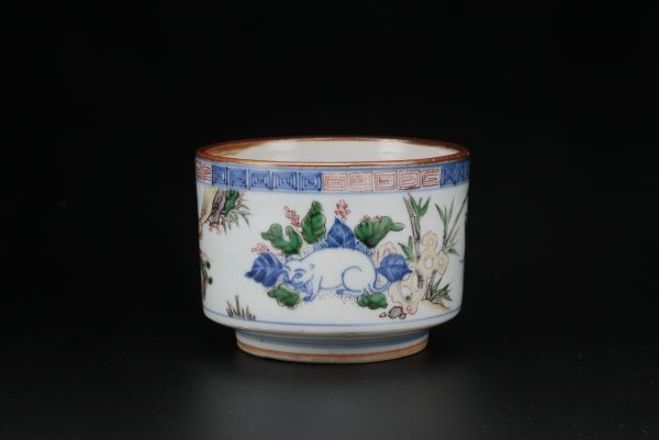 Nankin Akae Butterfly and Cat Design Cup