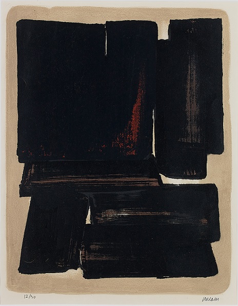 ピエール・スーラージュ(Pierre Soulages) リトグラフ<br>ナンバー７(Lithographie No.7-a) 1957年 54×42cm リトグラフ ed.30